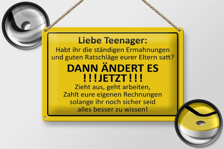 Blechschild Spruch 30x20cm Liebe Teenager -  ÄNDERT ES