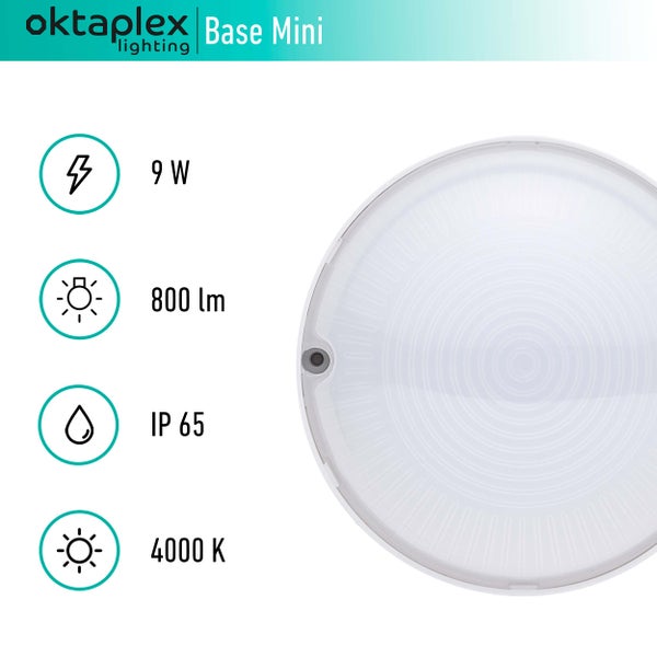 LED Kellerlampe 4000K Neutralweiß 9W 800lm IP65 Deckenleuchte für Keller Garten Waschküche Abstellraum weiß rund