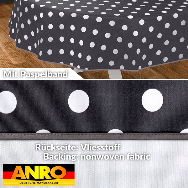 Tischdecke mit Paspelband und Punktmuster, Rückseite mit Vliesstoff