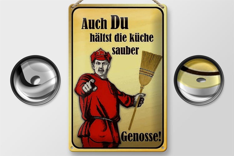Blechschild Spruch 20x30cm Du hältst Küche sauber Genosse