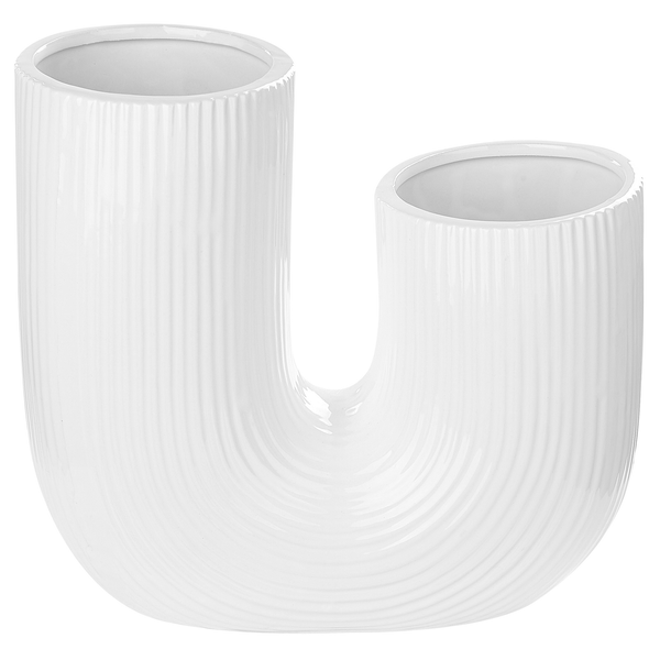 Blumenvase MITILINI Steinzeug 23 cm Weiß