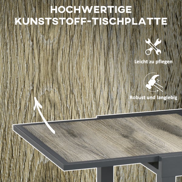 Outsunny Beistelltisch, 80/160L x 80B x 75H cm, Aluminium, Kunststoff, mehrfarbig