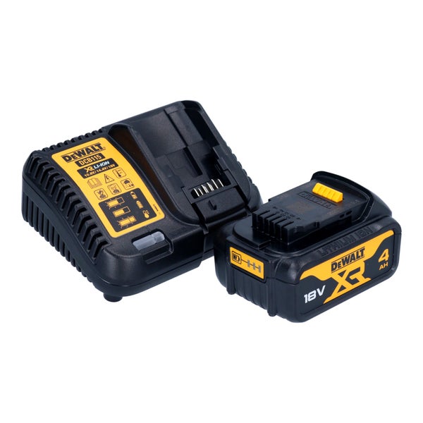 DeWalt Akku-Starter-Set in Schwarz und Gelb mit Schnellladegerät DCB115 und 18 Volt XR Lithium-Ionen-Akku 4,0 Amperestunden.