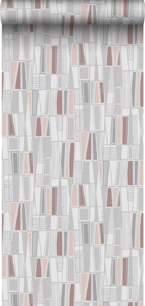 Borastapeter Tapete geometrisches Motiv Grau und Terrakotta - 53 cm x 10.05 m - 660037