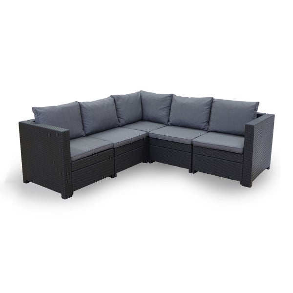 Keter Provence Garten-Lounge, Eck-Sofa anthrazit Inkl. Kissen grau, wetterfest, Garten, Outdoor