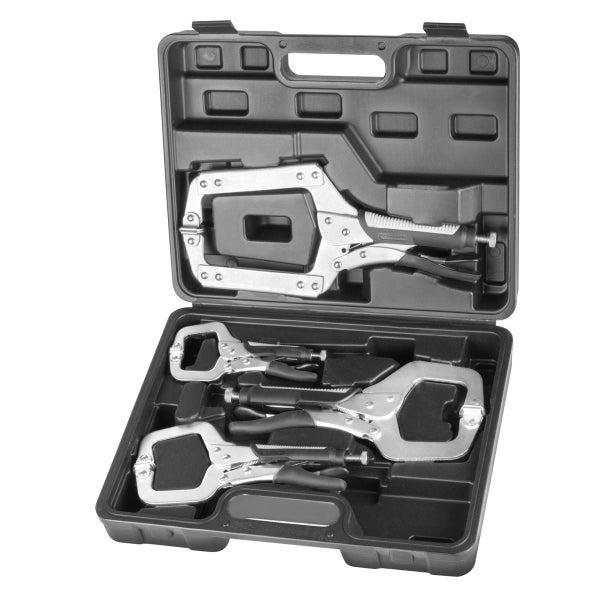STAHLWERK Gripzangen Set 4-teilig C-Form 6 bis 14 Zoll inklusive Transportkoffer