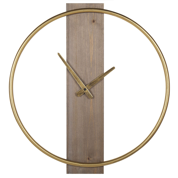 Wanduhr CASITAS 47 cm Tannenholz Gold