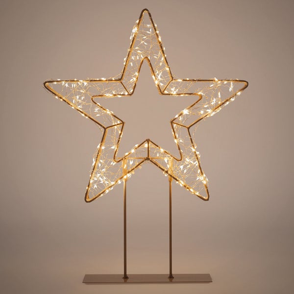 LED-Weihnachtsstern als Tischdekoration aus Metall mit Drahtlichterkette für den Innenbereich