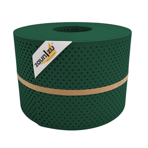 Zaunfolie auf Rolle mit Perforation und Zaunizu Logo