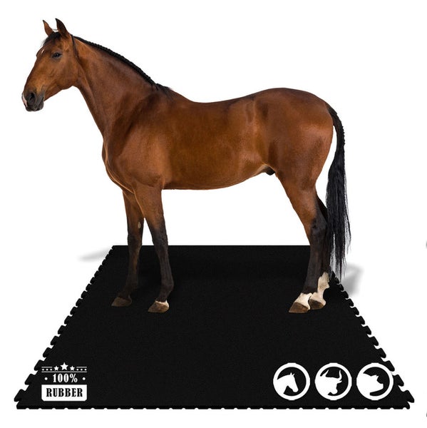 FLOORDIREKT Puzzle-Stallmatte aus Gummi Pontiac - Stallboden - Wasserbeständige Bodenmatte - 122 x 182 cm - Vierseitiges Interlocking