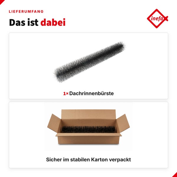 Inefa Dachrinnenbürste zur Reinigung als Lieferumfang in stabilem Karton