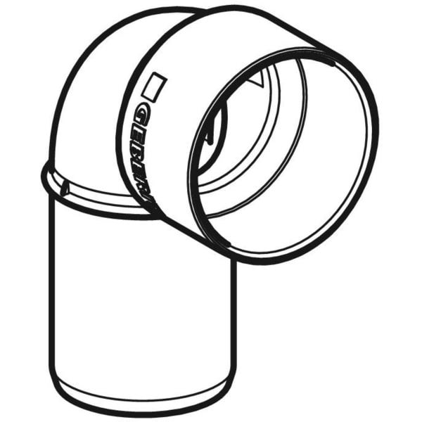 Geberit Bogen 90 Grad aus Polyethylen für Abwasserleitungen.