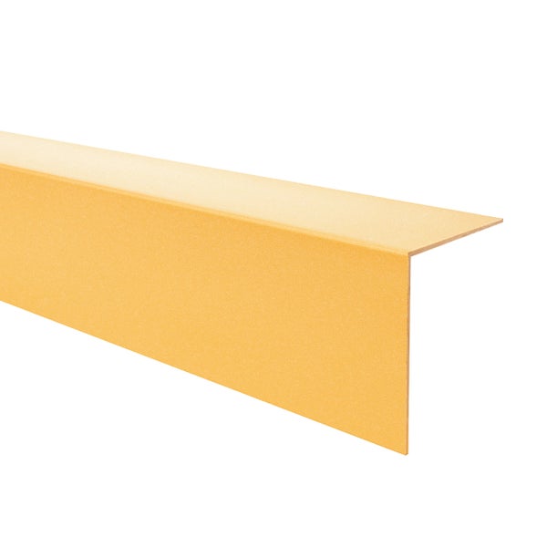 Gelbes Winkelprofil aus Kunststoff für den Kantenabschluss.