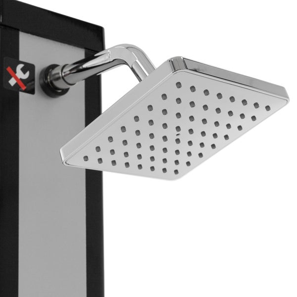 ML-Design Solardusche 40L 217cm eckig mit Fußdusche und Regenduschkopf, Silber-Schwarz, warmes Wasser, 60°C ohne Stromanschluss, mit Gartenschlauch-Anschluss, Solar Gartendusche Außendusche Pooldusche