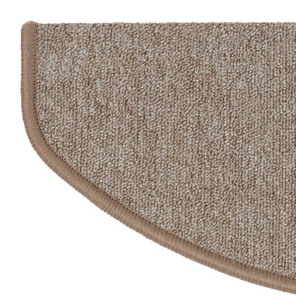 FLOORDIREKT Stufenmatte London - mit Umkettelung - Beige - Halbrund - 23,5 x 65 cm