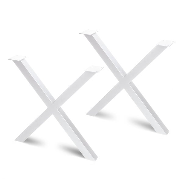 Set aus zwei X-förmigen Tischbeinen aus Metall zur Montage unter Tischplatten