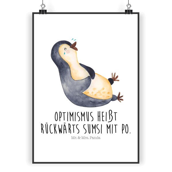 Mr. & Mrs. Panda DIN A4 Poster Pinguin Lachen - Weiß