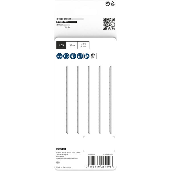 Bosch Stichsägeblätter Expert für Holz, 152 mm, 4 Stück