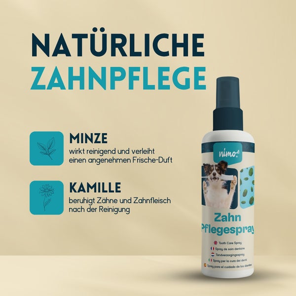 nimo® Zahnpflegespray • Dentalspray für Hunde, Katzen und Haustiere mit Minze