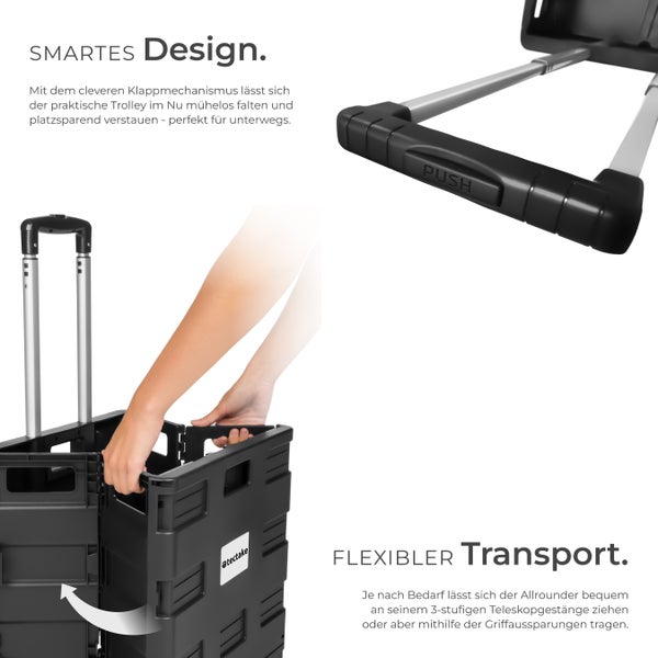 Trolley mit Klappmechanismus und Teleskopgriff