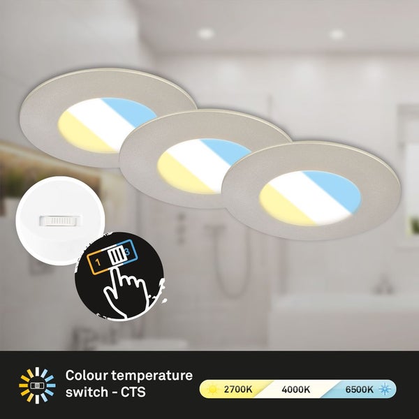 CTS LED recessed spots, set of 3, matt-nickel, 3xL