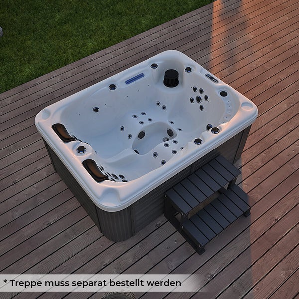 Home Deluxe - Outdoor Whirlpool - Beach Pure - Maße: 210 x 155 x 83 cm - Inkl. Heizung, 51 Massagedüsen und 24 Lichtquellen I Außen Whirlpool für 3 Personen