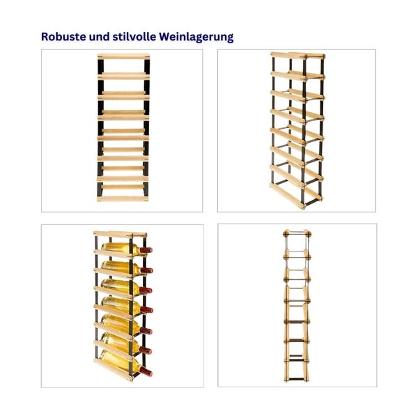 PROREGAL Modulares Weinregal Vinotega Mod Metal HxBxT 72,5 x 12,5 x 24,5 cm 1 x 7 Flaschen Massives Kiefernholz Braun Geölt