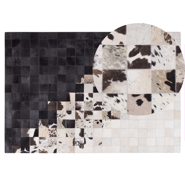 Teppich KEMAH Schwarz 140 x 200 cm Echtleder