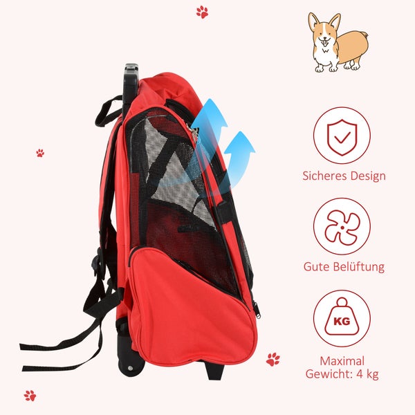 PawHut Tragetasche, L 42 x B 25 x H 55 cm, Oxford-Gewebe, Stahl, Rot+Schwarz