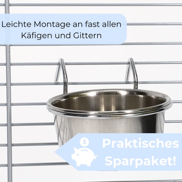 Edelstahlnapf mit Aufhängung für Käfige