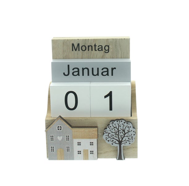FRANK FLECHTWAREN|Tischkalender Home, 11 x 6,5 x14 cm, MDF, HOLZ