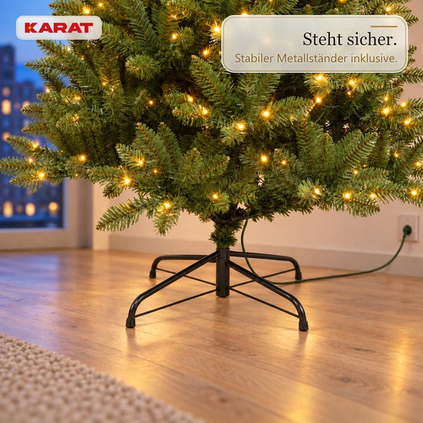 Künstlicher Weihnachtsbaum mit LED Beleuchtung und stabilem Metallständer von Karat