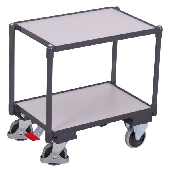 Etagenwagen mit zwei Ablageflächen und vier Rollen