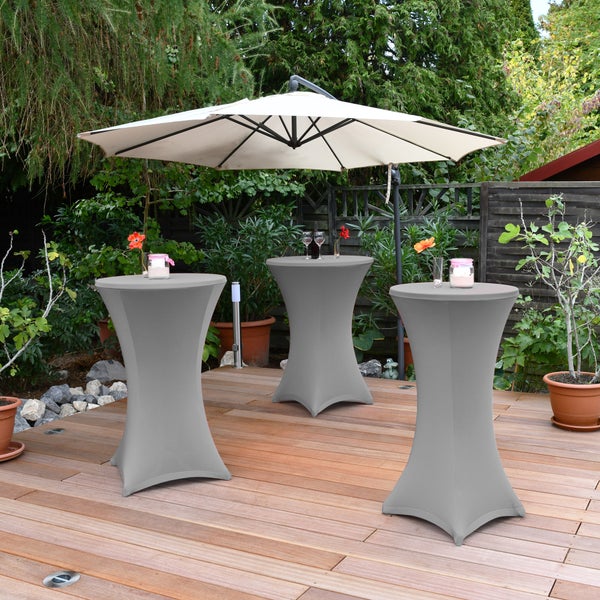 Beautissu Stella Stehtischhusse Ø 80 cm Silber