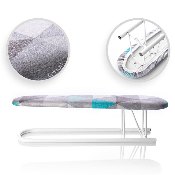 Bügeltisch mit Baumwollbezug und weißem Gestell