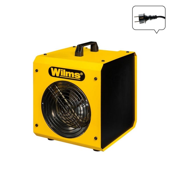 Wilms Elektro-Heizgebläse mit Metallgehäuse, Tragegriff und Frontgitter. Inklusive Netzstecker.