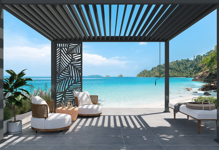 Weide Dekorative Aluminium Wand für Weide Pergola 1,23m Blattdesign in Anthrazit