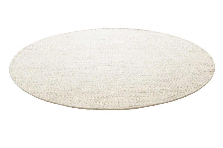 Kelim Teppich Rund Creme Weiß aus Jute & Wolle Toulouse  Green Looop 200 cm rund