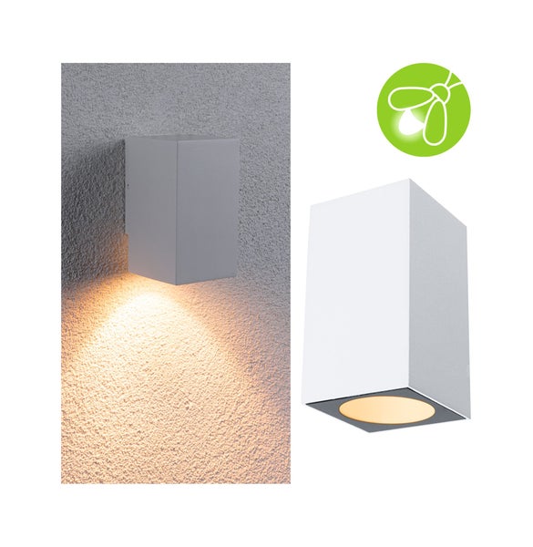 LED Wandleuchte Flame insektenfreundlich IP44 eckig 58x103mm 2200K 4W 265lm 230V 75° Weiß Metall