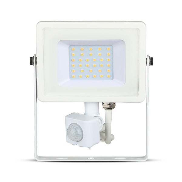 V-TAC VT-30-S-W - Drehbare LED-Flutlichtstrahler mit PIR-Sensor - Samsung - IP65 - Weiß - 30W