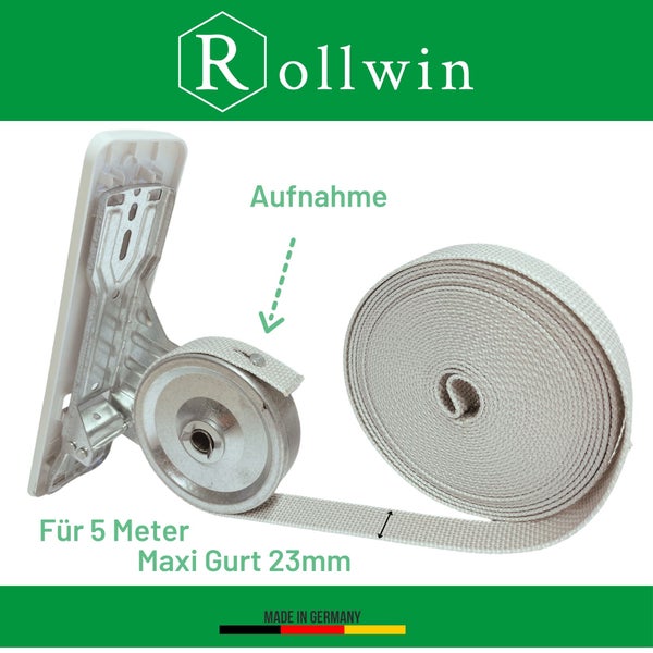 Rollwin Rolladen Gurtwickler Unterputz 165mm bis 185mm Lochabstand anpassbar für Mauerkasten mit Gurtwickler Blende zum Clippen Weiß - ohne Gurt - für 23mm Rolladengurt geeignet für Wickler