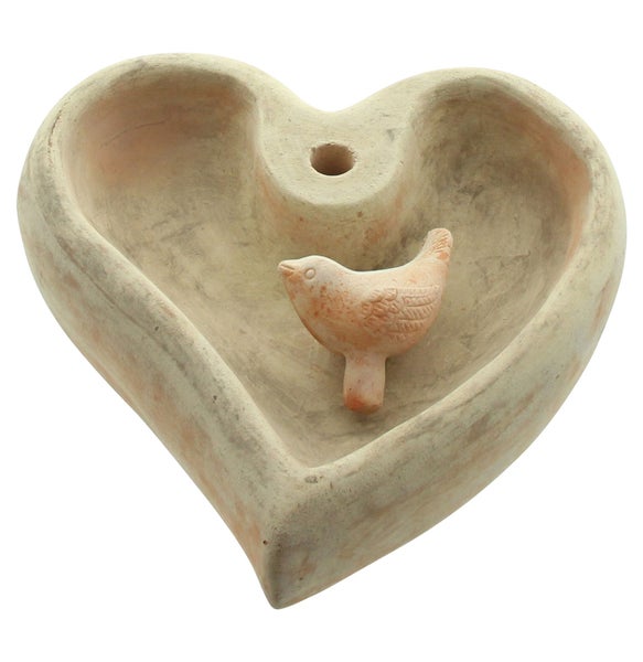 FRANK FLECHTWAREN | Vogeltränke Herz, TERRACOTTA, Ø 29 x 8 cm