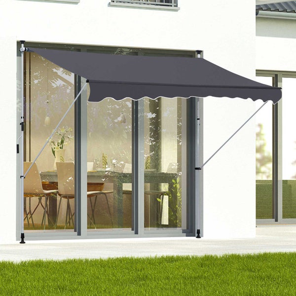 Outsunny, Markise, Klemmmarkise,  2x1,2m, Alu, Grau
