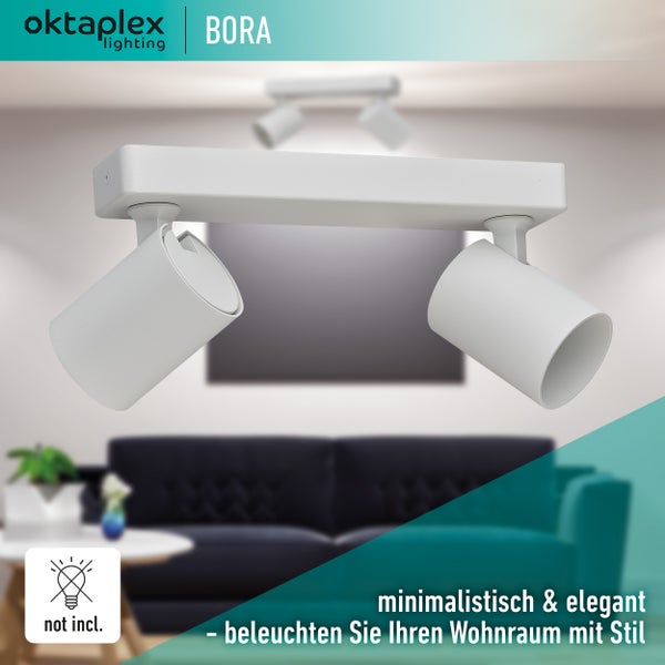 Bora Deckenstrahler 2-flammig GU10 LED Spotbalken 25 cm 230V schwenkbar Spotleuchte Aluminium modern Decken- Wandmontage