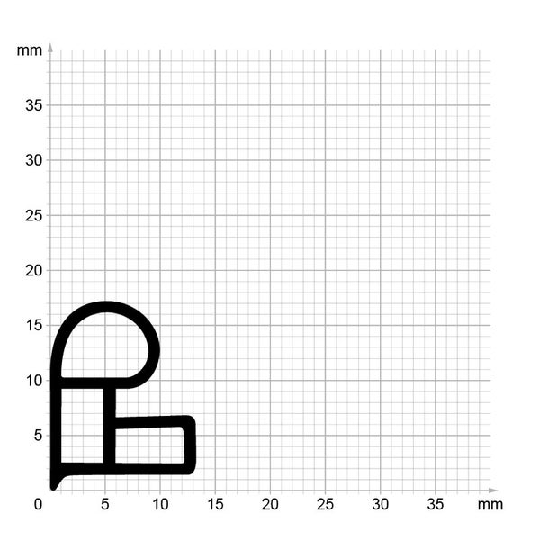 Querschnittsdarstellung einer Dichtung mit Millimeter-Raster