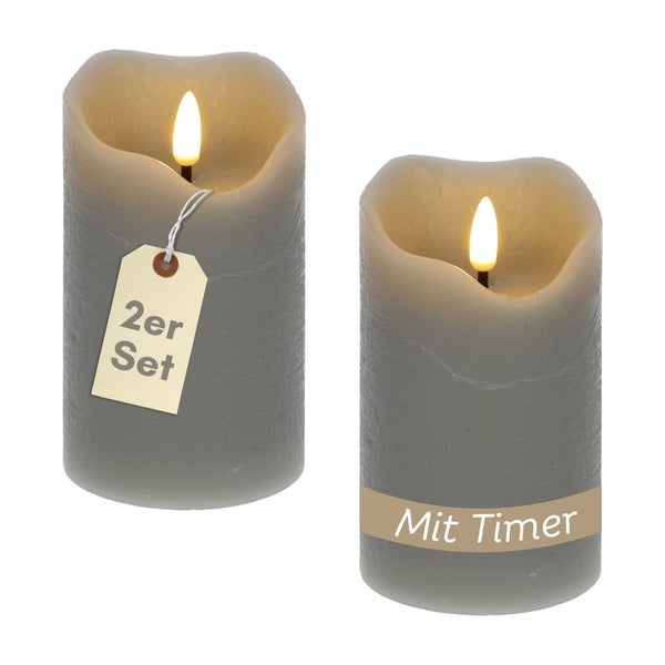 Zweier Set LED Stumpenkerzen mit Timer Funktion