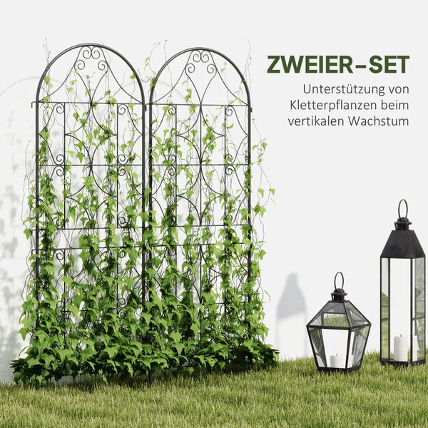 Outsunny Rankgitter Metall 2er Set zum Stecken rostfrei Rankhilfe für Kletterpflanzen 50x150 cm Garten Spalier für Zimmerpflanzen Pflanzenspalier für Tomaten Gemüse Blumen Kletterpflanzen Schwarz