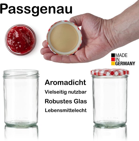 Einmachglas mit Marmelade und Deckel, Made in Germany