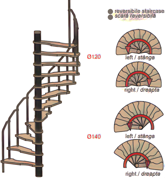 HandyStairs platzsparende Wendeltreppe „Radius“ – 120 x 60 cm – 299 cm hoch – 12 Buchenstufen – Grau