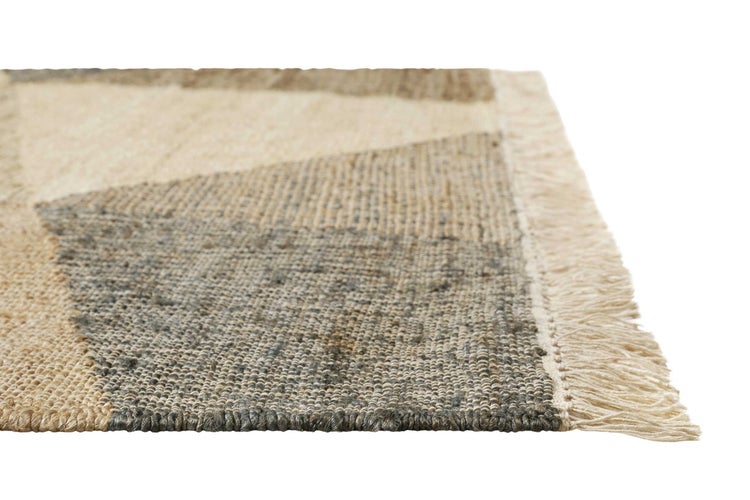 Handwebteppich Sand Taupe Braun aus Naturfaser Vincent Green Looop 130x190 cm